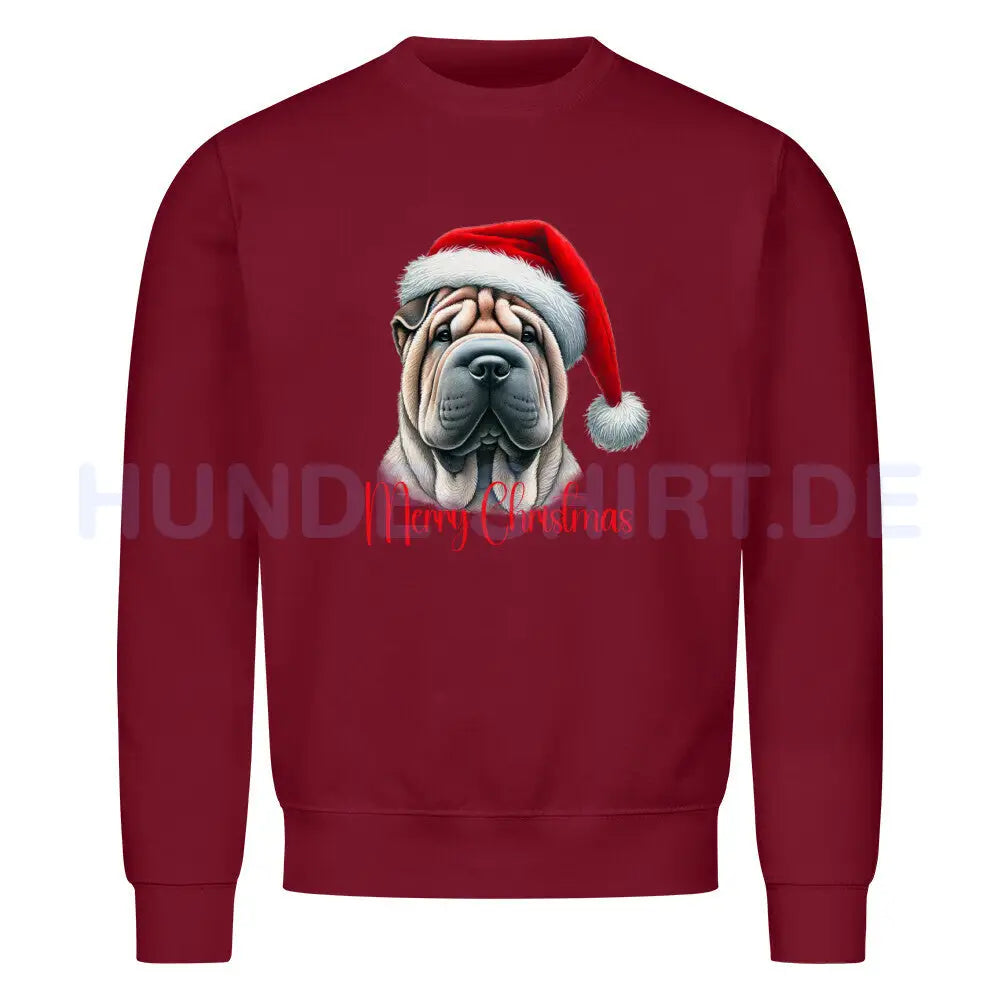 Premium Sweatshirt "Shar Pei - Merry Christmas" Burgunder – hunde-shirt.de