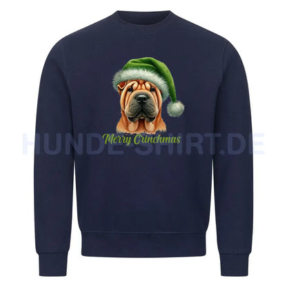 Premium Sweatshirt "Shar Pei - Merry Grinchmas" Navy Blue – hunde-shirt.de