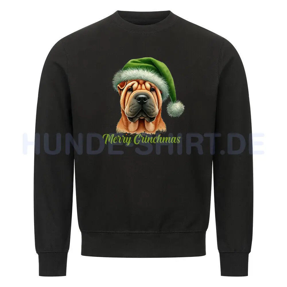 Premium Sweatshirt "Shar Pei - Merry Grinchmas" Schwarz – hunde-shirt.de