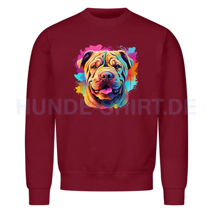 Premium Sweatshirt "Shar Pei - Paint" Burgunder – hunde-shirt.de