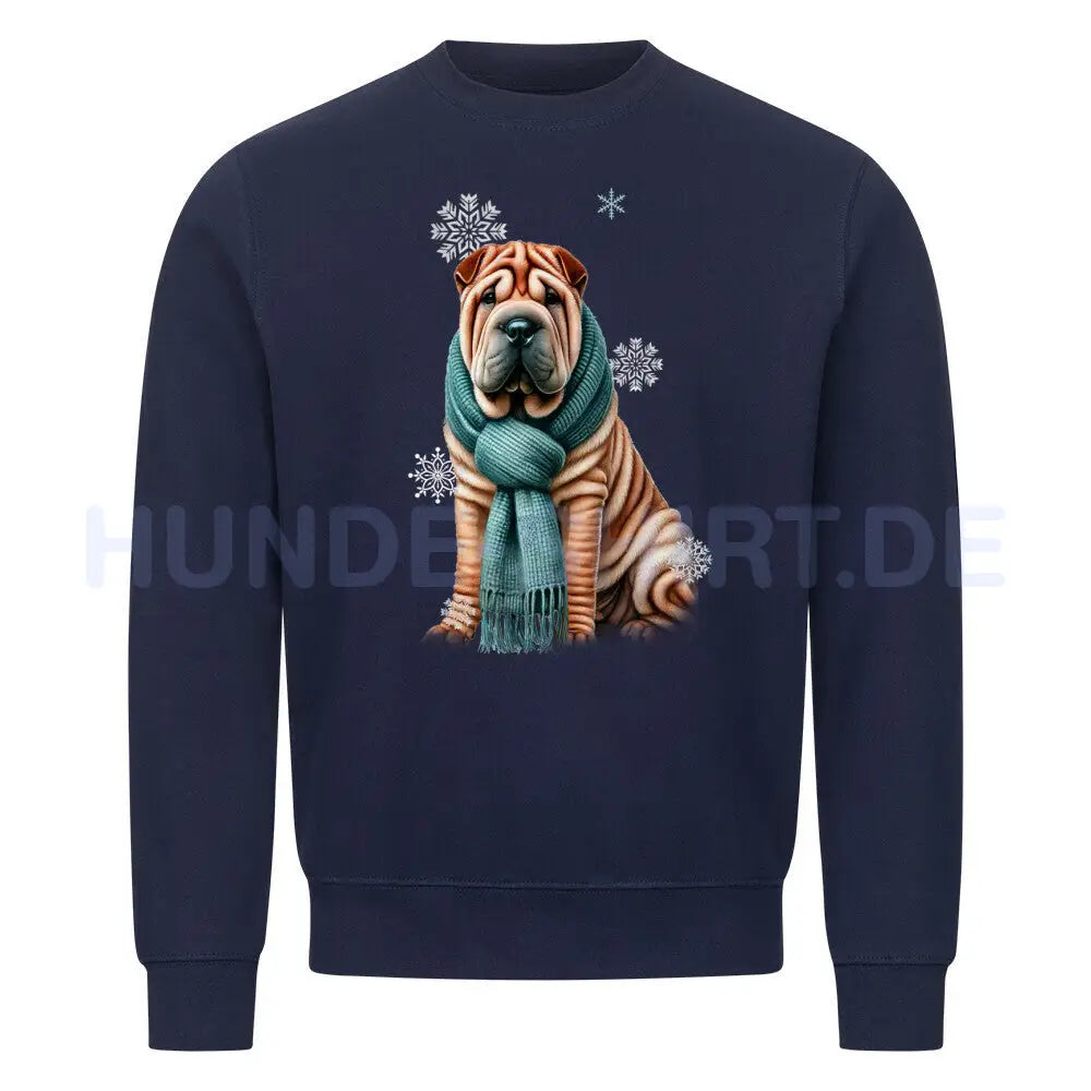 Premium Sweatshirt "Shar Pei Winter" Navy Blue – hunde-shirt.de