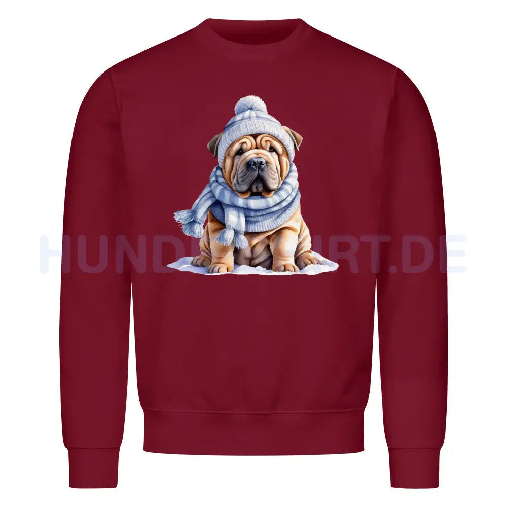 Premium Sweatshirt "Shar Pei - Winterbub" Burgunder – hunde-shirt.de