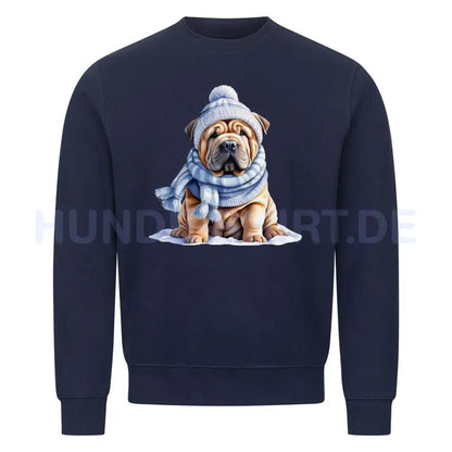 Premium Sweatshirt "Shar Pei - Winterbub" Navy Blue – hunde-shirt.de