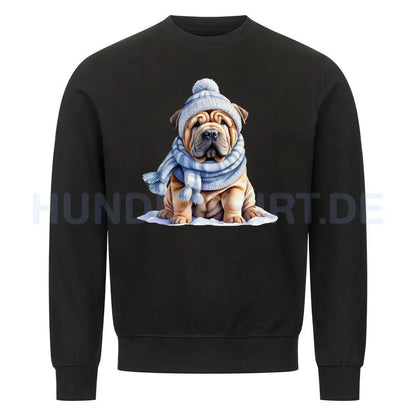 Premium Sweatshirt "Shar Pei - Winterbub" Schwarz – hunde-shirt.de