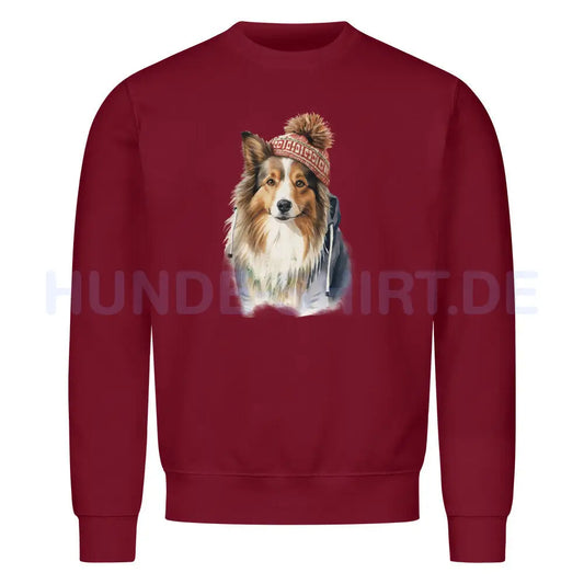 Premium Sweatshirt "Sheltie - Frost" Burgunder – hunde-shirt.de