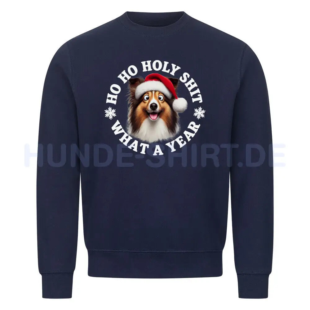 Premium Sweatshirt "Sheltie - HO HO..." Navy Blue – hunde-shirt.de