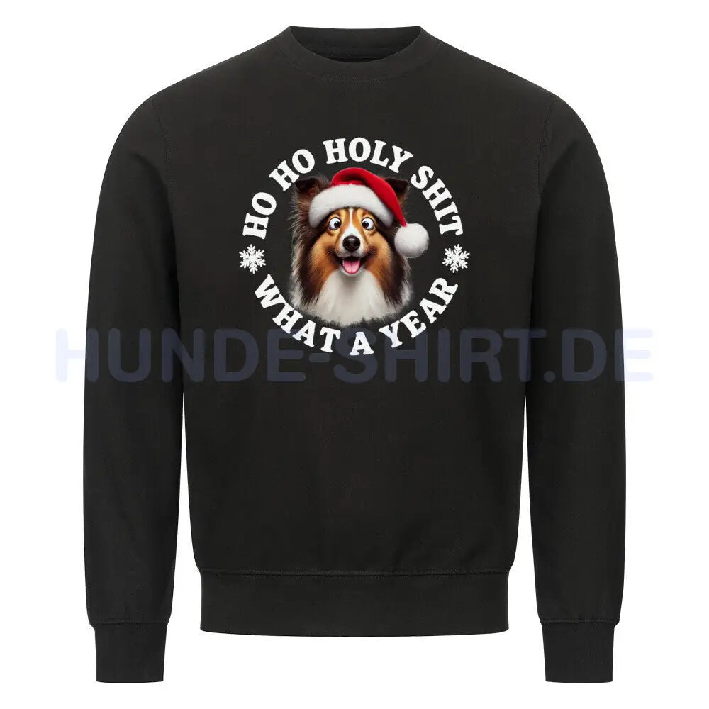 Premium Sweatshirt "Sheltie - HO HO..." Schwarz – hunde-shirt.de