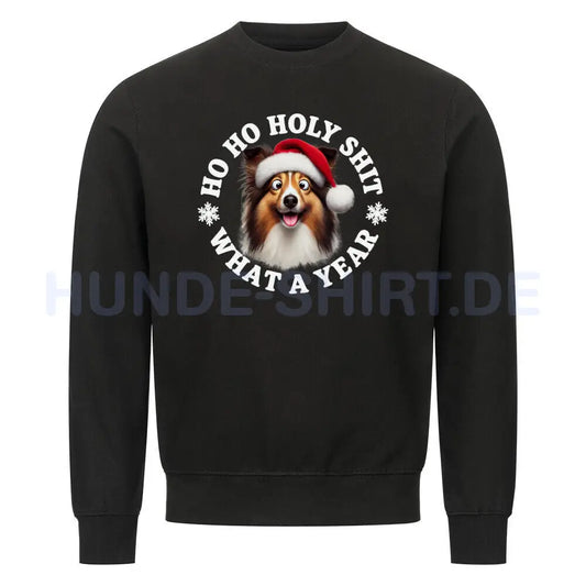 Premium Sweatshirt "Sheltie - HO HO..." Schwarz – hunde-shirt.de