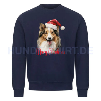 Premium Sweatshirt "Sheltie - Merry Christmas" Navy Blue – hunde-shirt.de