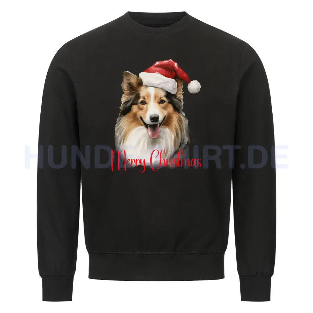 Premium Sweatshirt "Sheltie - Merry Christmas" Schwarz – hunde-shirt.de