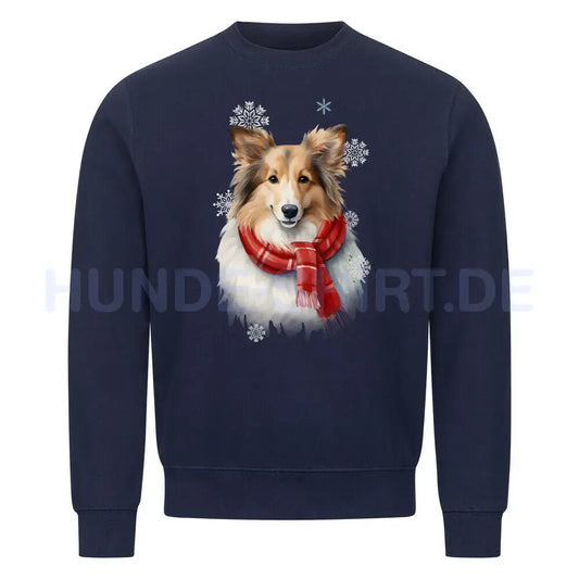 Premium Sweatshirt "Sheltie Winter" Navy Blue – hunde-shirt.de