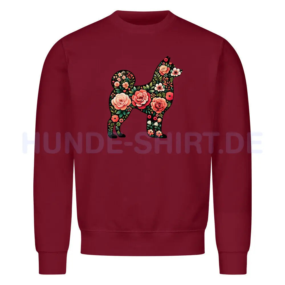 Premium Sweatshirt "Shiba Inu - Floral" Burgunder – hunde-shirt.de