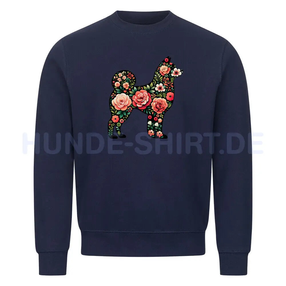 Premium Sweatshirt "Shiba Inu - Floral" Navy Blue – hunde-shirt.de