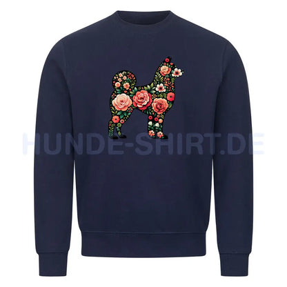 Premium Sweatshirt "Shiba Inu - Floral" Navy Blue – hunde-shirt.de