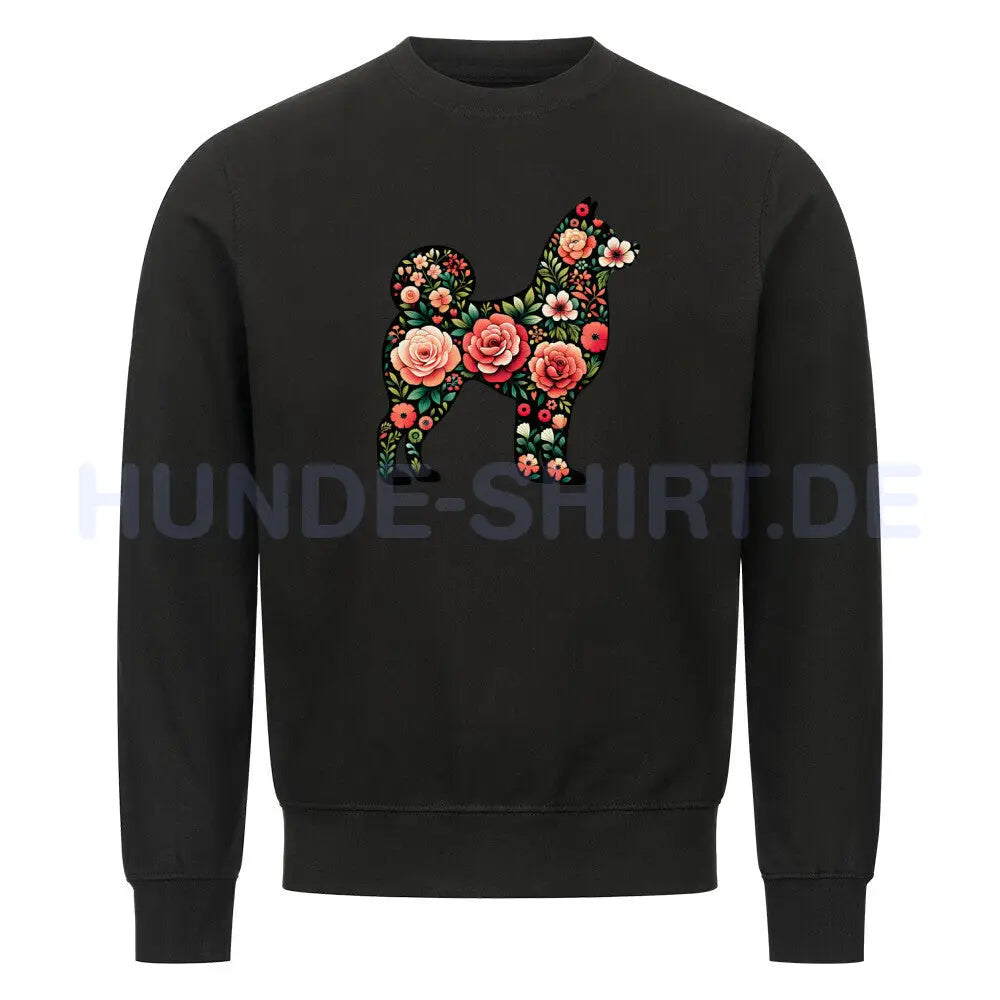 Premium Sweatshirt "Shiba Inu - Floral" Schwarz – hunde-shirt.de