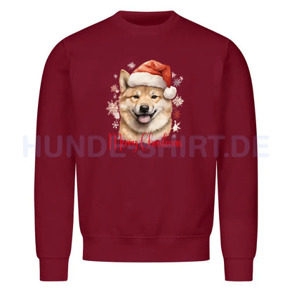 Premium Sweatshirt "Shiba Inu - Merry Christmas" Burgunder – hunde-shirt.de