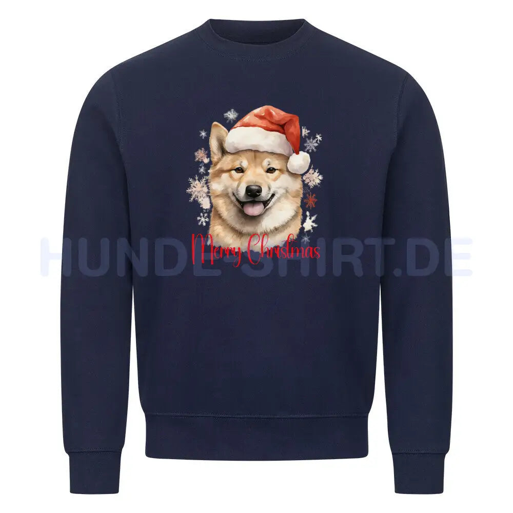 Premium Sweatshirt "Shiba Inu - Merry Christmas" Navy Blue – hunde-shirt.de