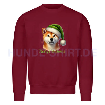 Premium Sweatshirt "Shiba Inu - Merry Grinchmas" Burgunder – hunde-shirt.de