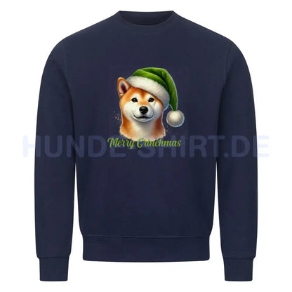 Premium Sweatshirt "Shiba Inu - Merry Grinchmas" Navy Blue – hunde-shirt.de