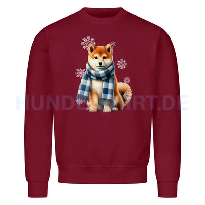 Premium Sweatshirt "Shiba Inu Winter" Burgunder – hunde-shirt.de