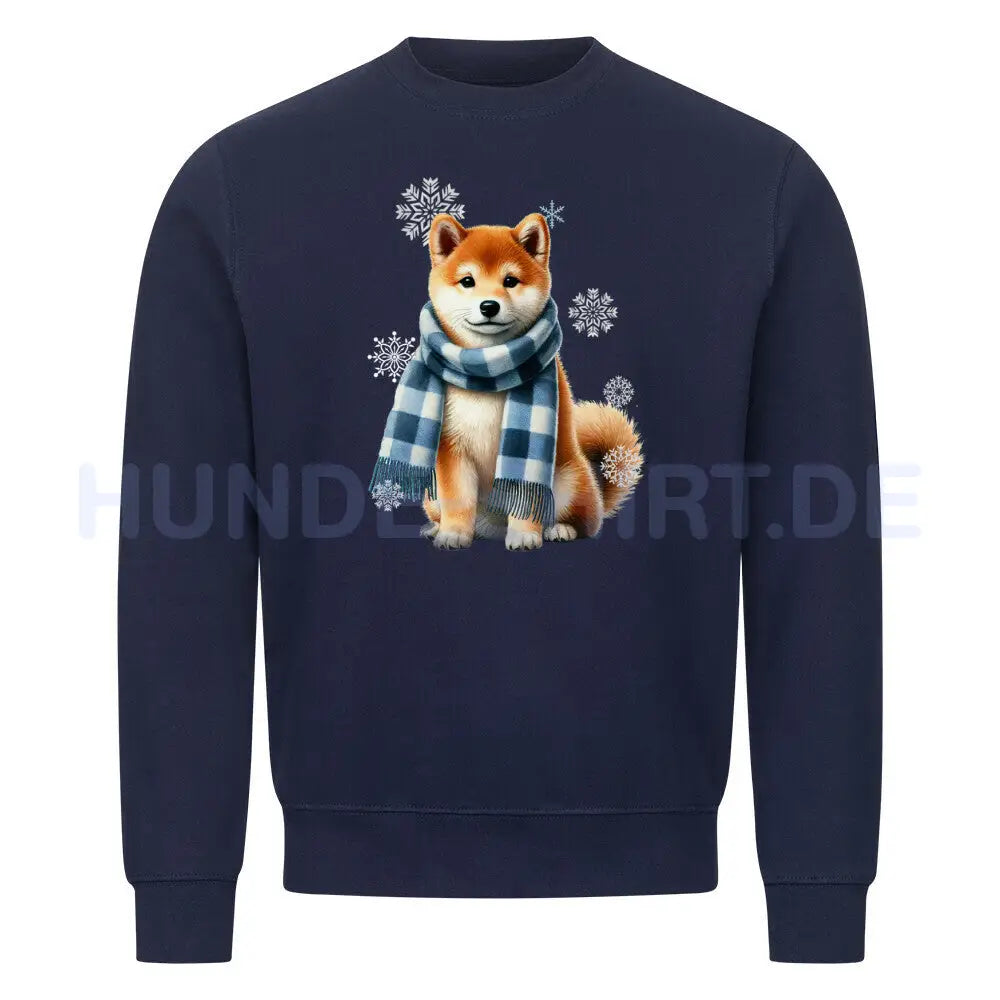 Premium Sweatshirt "Shiba Inu Winter" Navy Blue – hunde-shirt.de