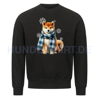 Premium Sweatshirt "Shiba Inu Winter" Schwarz – hunde-shirt.de