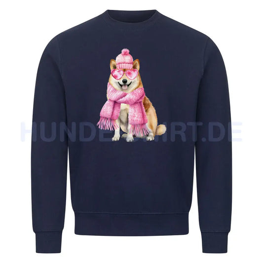 Premium Sweatshirt "Shiba Inu - Wintermädchen" Navy Blue – hunde-shirt.de