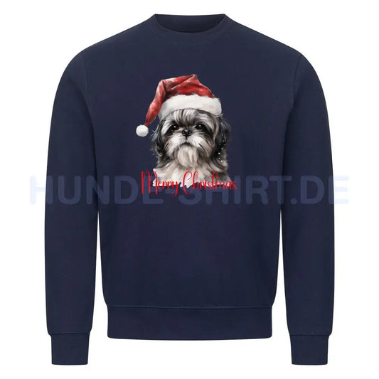 Premium Sweatshirt "Shih Tzu - Merry Christmas" Navy Blue – hunde-shirt.de