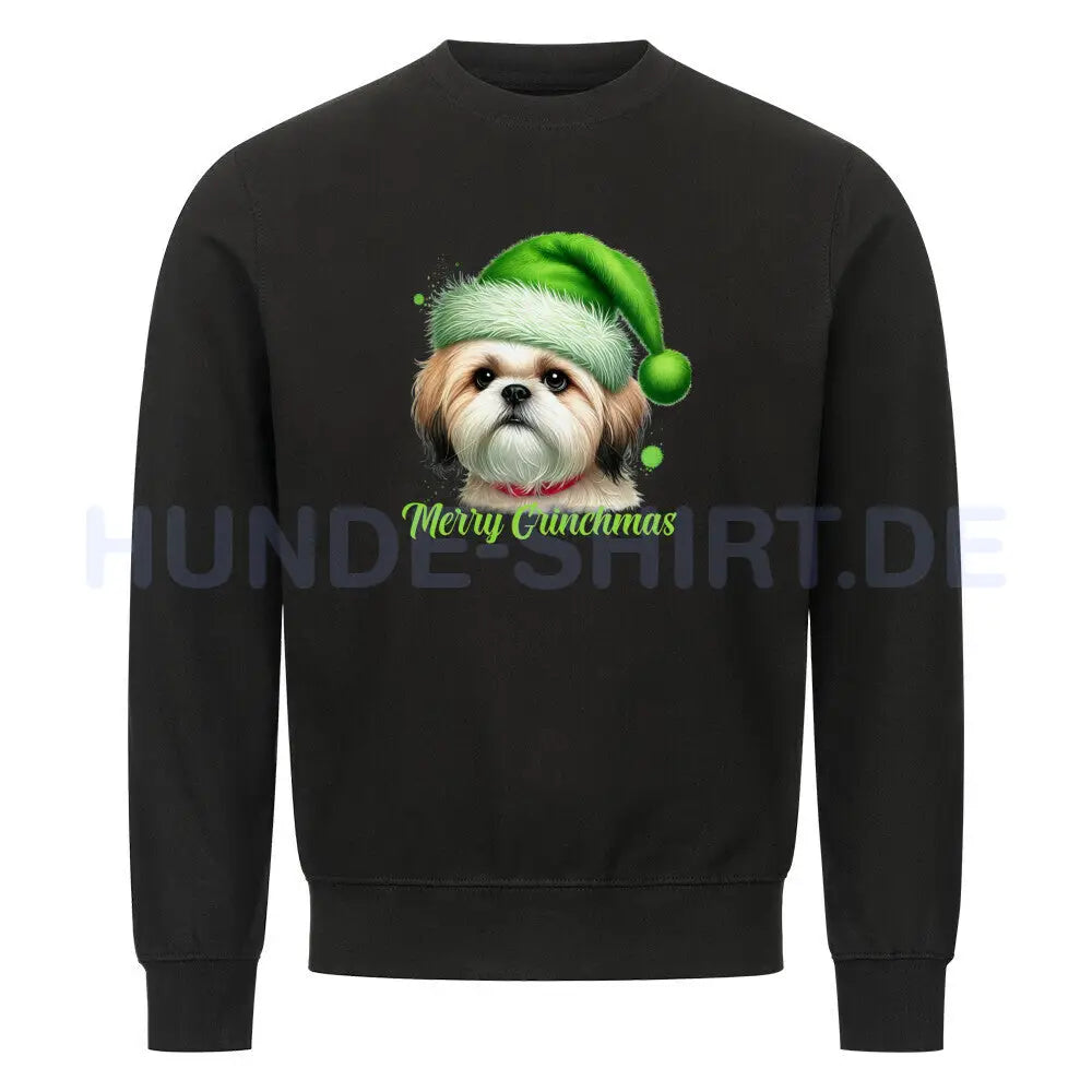 Premium Sweatshirt "Shih Tzu - Merry Grinchmas" Schwarz – hunde-shirt.de