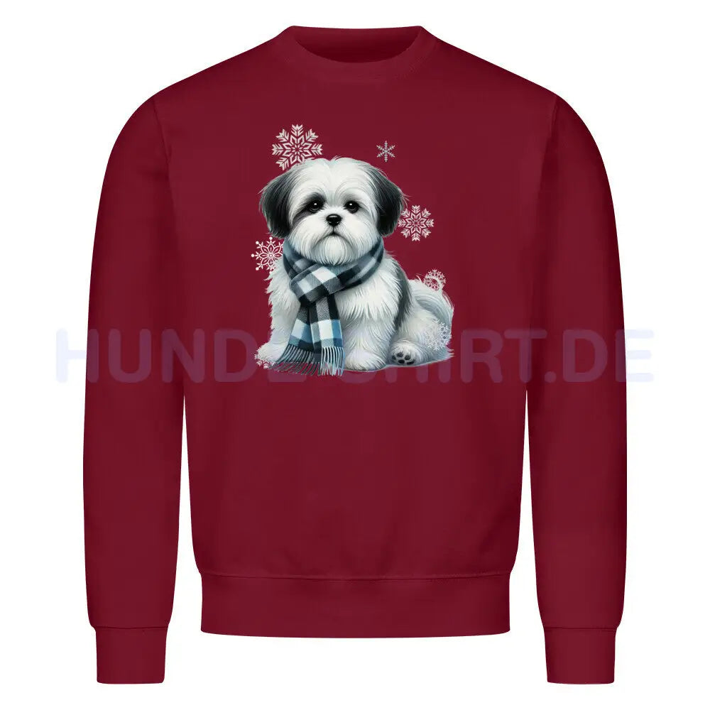 Premium Sweatshirt "Shih Tzu Winter 2" Burgunder – hunde-shirt.de