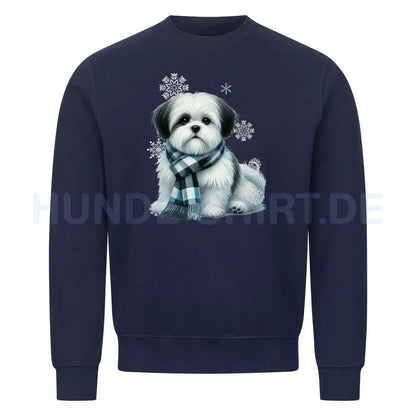 Premium Sweatshirt "Shih Tzu Winter 2" Navy Blue – hunde-shirt.de