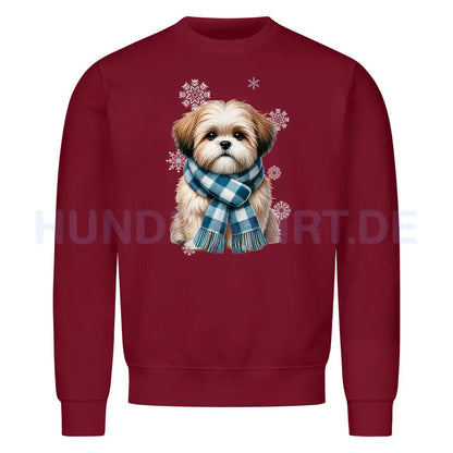 Premium Sweatshirt "Shih Tzu Winter" Burgunder – hunde-shirt.de