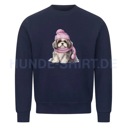 Premium Sweatshirt "Shih Tzu - Winter" Navy Blue – hunde-shirt.de