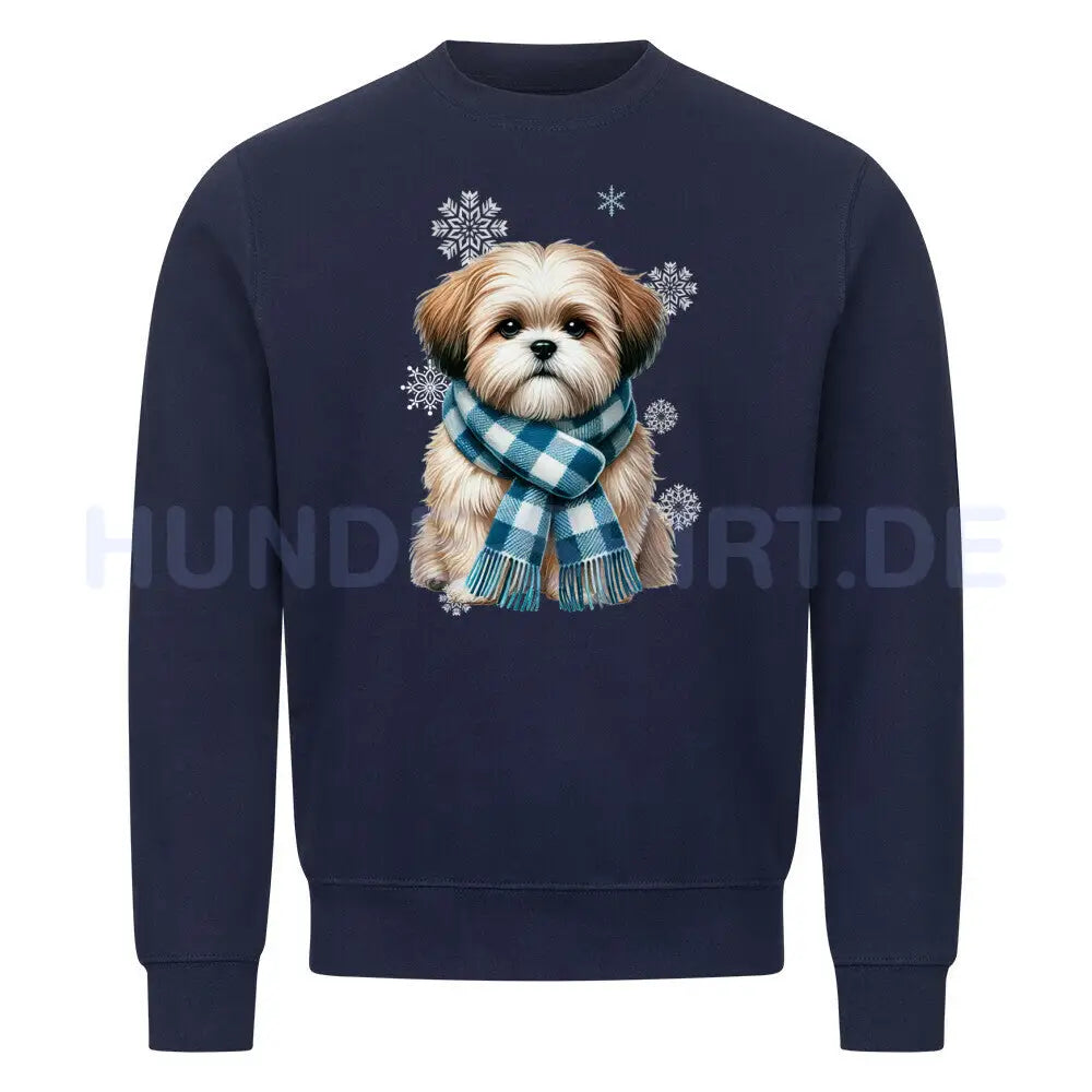 Premium Sweatshirt "Shih Tzu Winter" Navy Blue – hunde-shirt.de