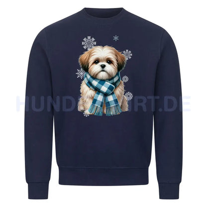 Premium Sweatshirt "Shih Tzu Winter" Navy Blue – hunde-shirt.de