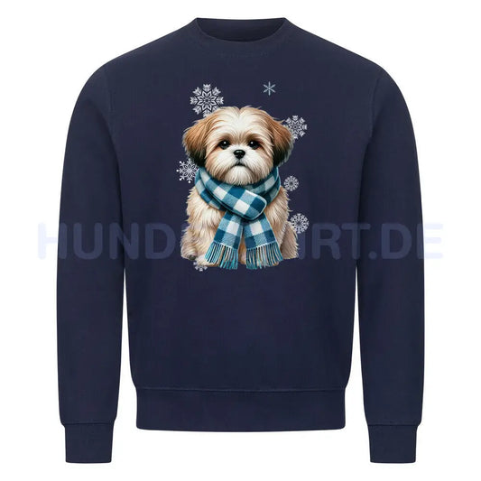 Premium Sweatshirt "Shih Tzu Winter" Navy Blue – hunde-shirt.de