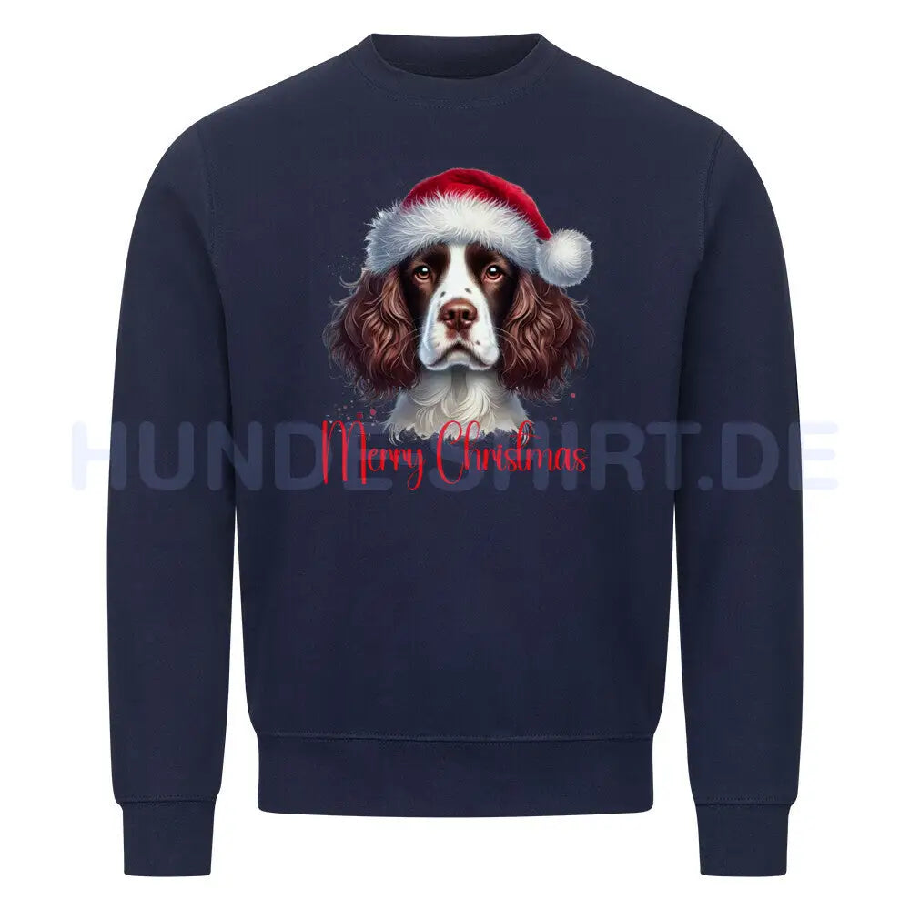 Premium Sweatshirt "Springer Spaniel - Merry Christmas" Navy Blue – hunde-shirt.de