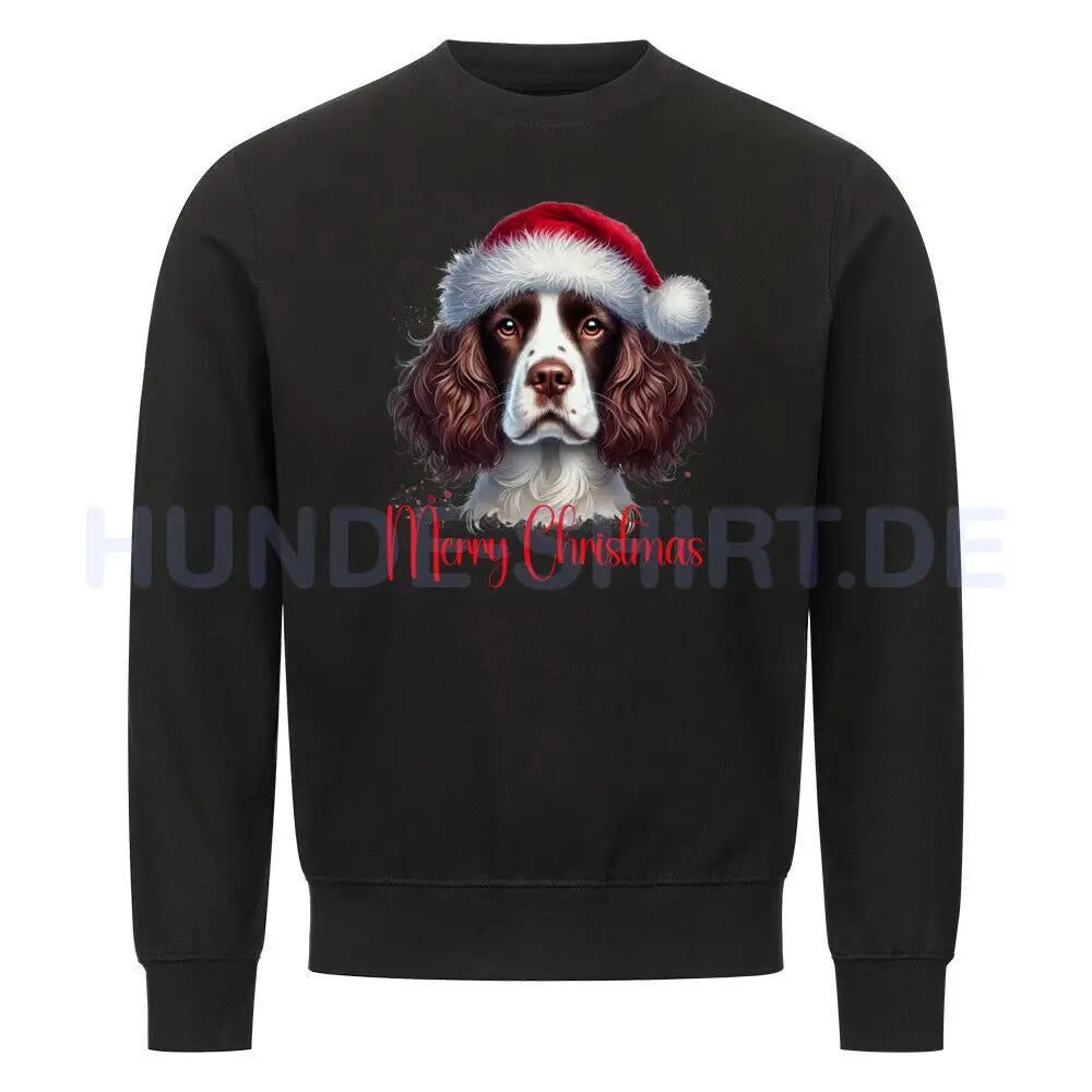 Premium Sweatshirt "Springer Spaniel - Merry Christmas" Schwarz – hunde-shirt.de