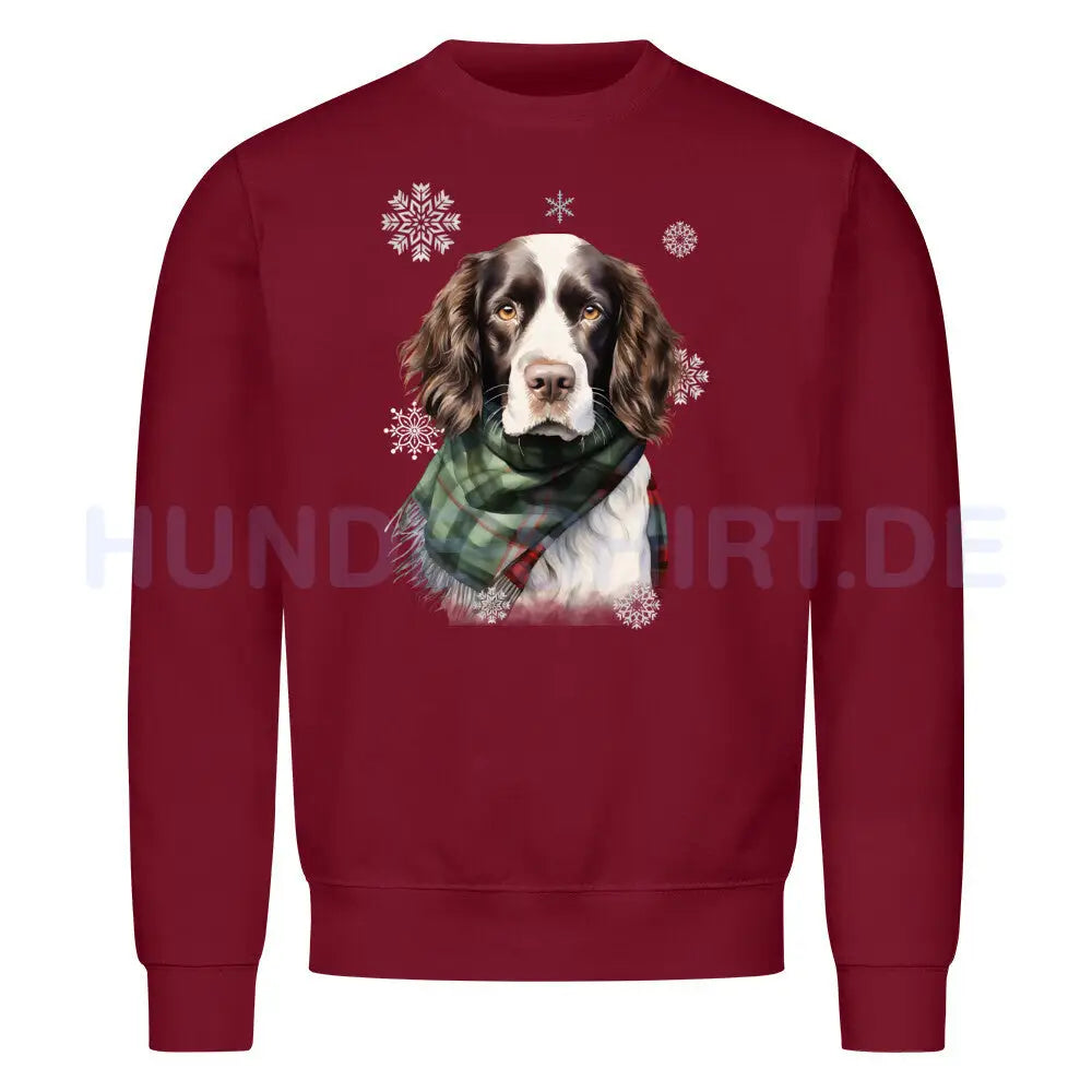 Premium Sweatshirt "Springer Spaniel Winter" Burgunder – hunde-shirt.de