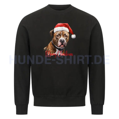 Premium Sweatshirt "Staffordshire Bull Terrier - Merry Christmas" Schwarz – hunde-shirt.de