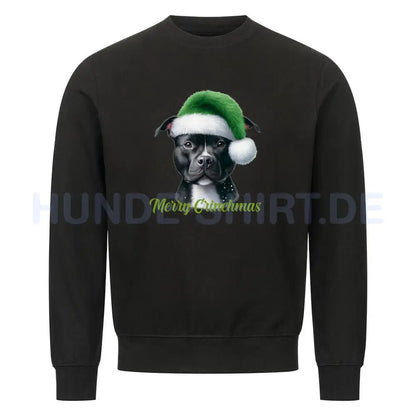 Premium Sweatshirt "Staffordshire Bull Terrier - Merry Grinchmas" Schwarz – hunde-shirt.de