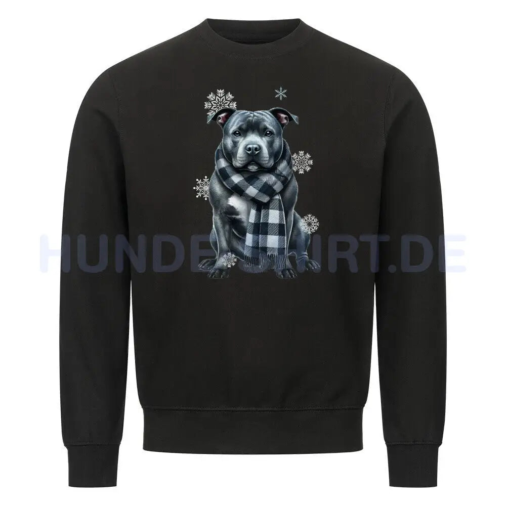 Premium Sweatshirt "Staffordshire Bull Terrier Winter" Schwarz – hunde-shirt.de