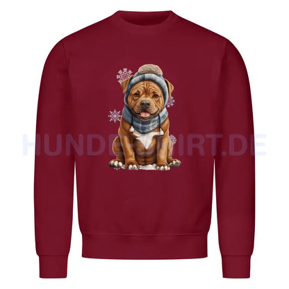 Premium Sweatshirt "Staffordshire Bull Terrier - Winterbub" Burgunder – hunde-shirt.de