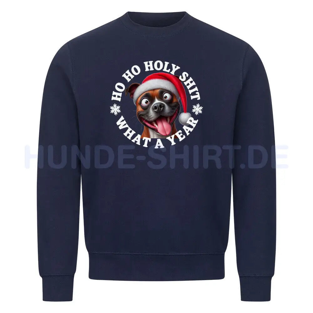 Premium Sweatshirt "Staffordshire Terrier ( braun ) - HO HO..." Navy Blue – hunde-shirt.de