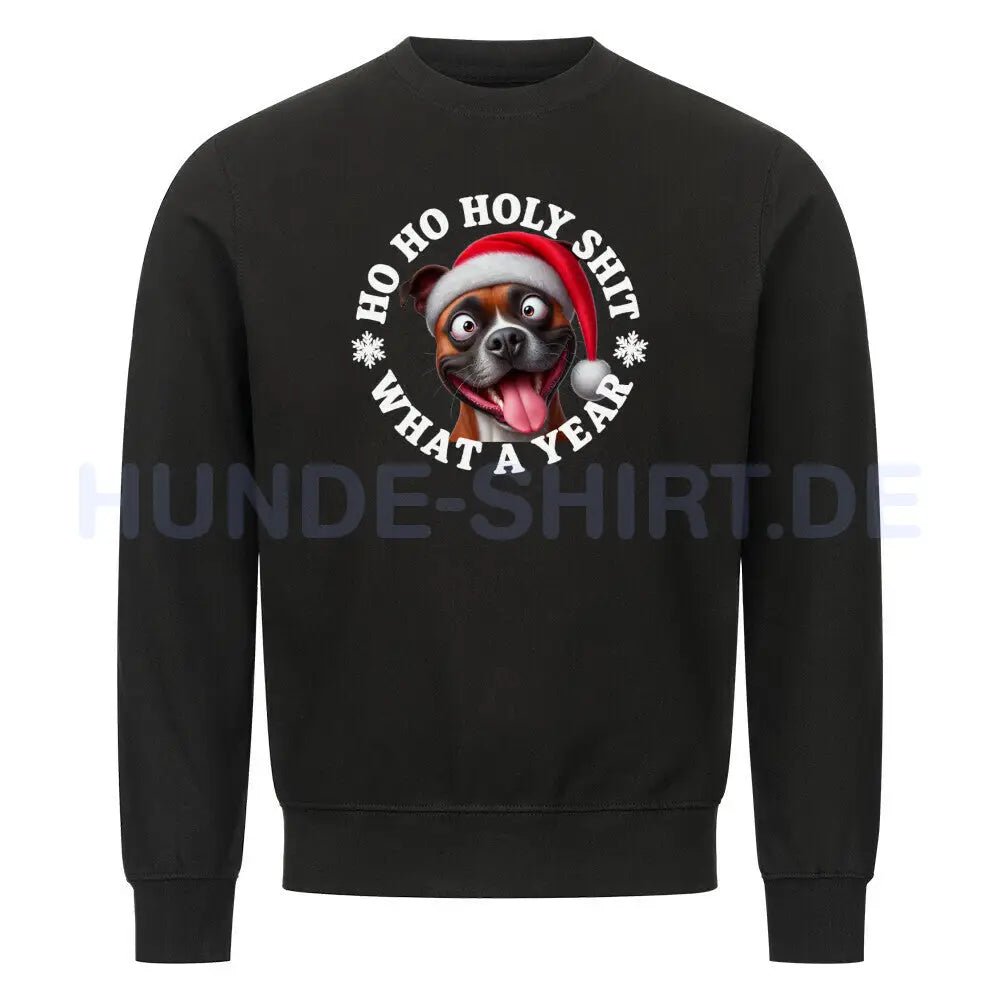 Premium Sweatshirt "Staffordshire Terrier ( braun ) - HO HO..." Schwarz – hunde-shirt.de