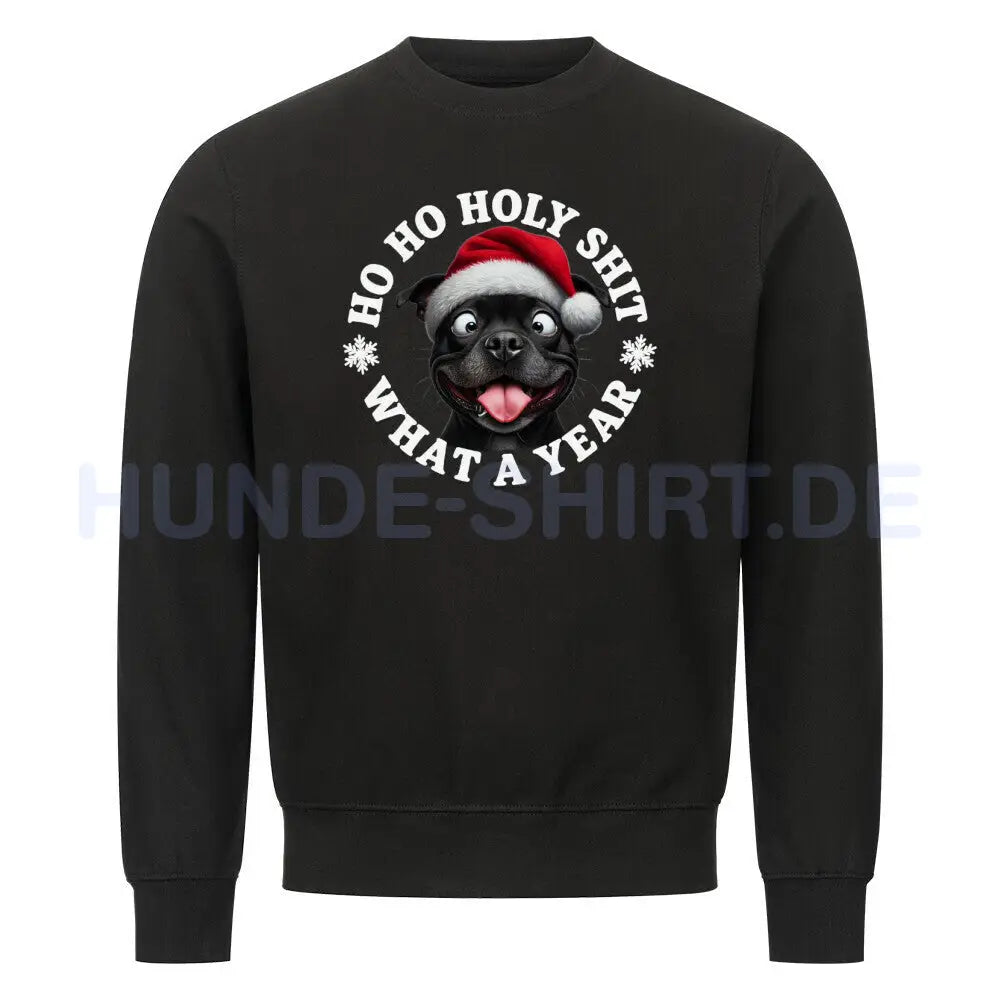 Premium Sweatshirt "Staffordshire Terrier ( schwarz ) - HO HO..." Schwarz – hunde-shirt.de