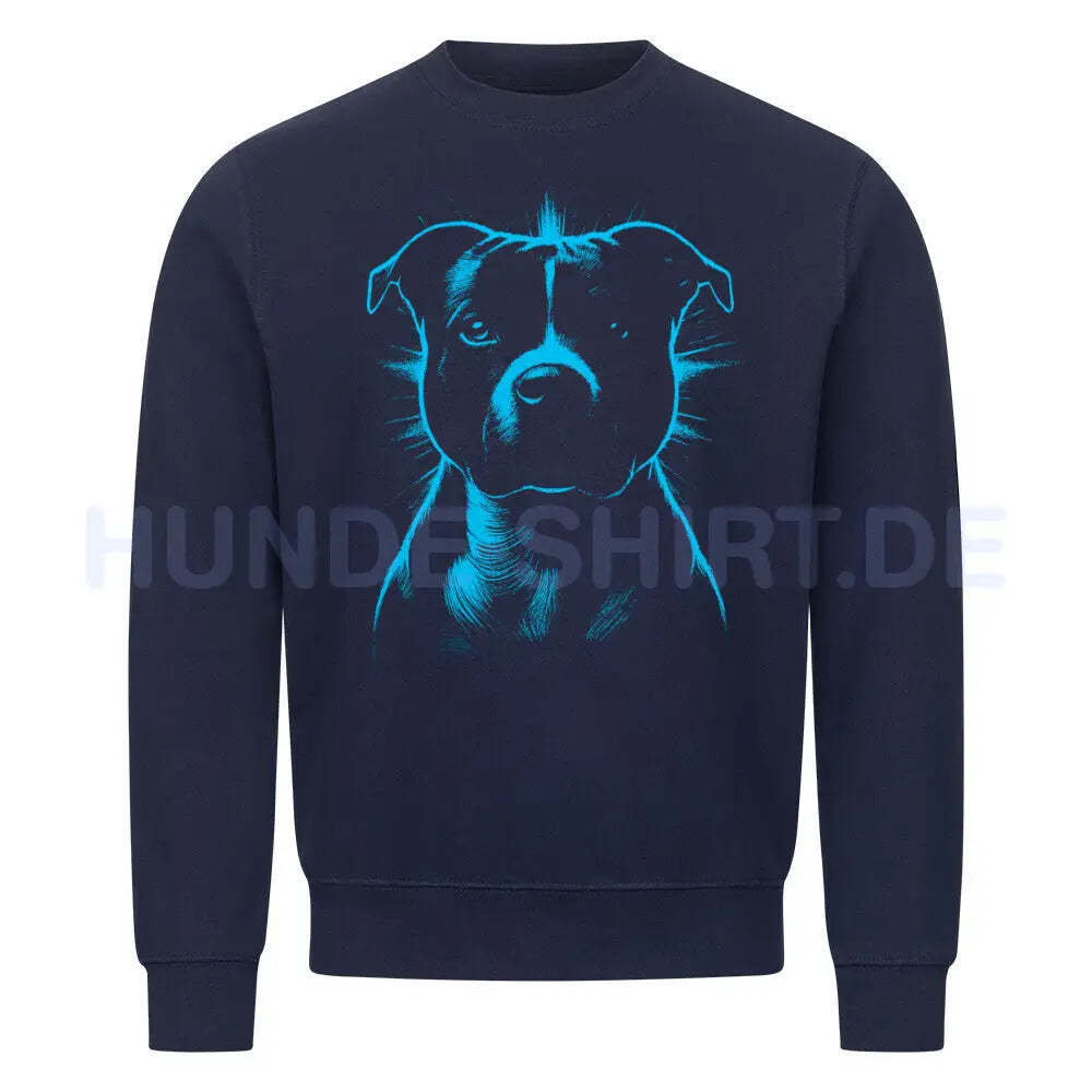 Premium Sweatshirt "Staffy SHINE blue" Navy Blue – hunde-shirt.de