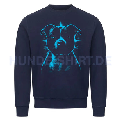 Premium Sweatshirt "Staffy SHINE blue" Navy Blue – hunde-shirt.de