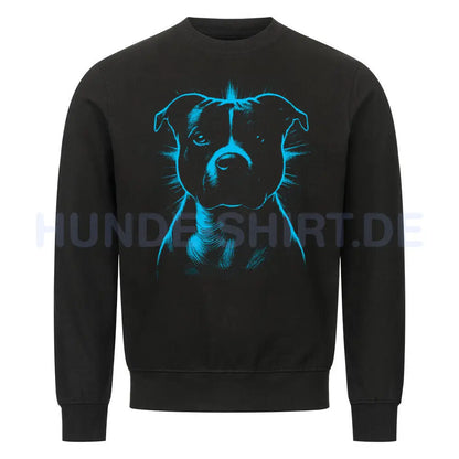 Premium Sweatshirt "Staffy SHINE blue" Schwarz – hunde-shirt.de