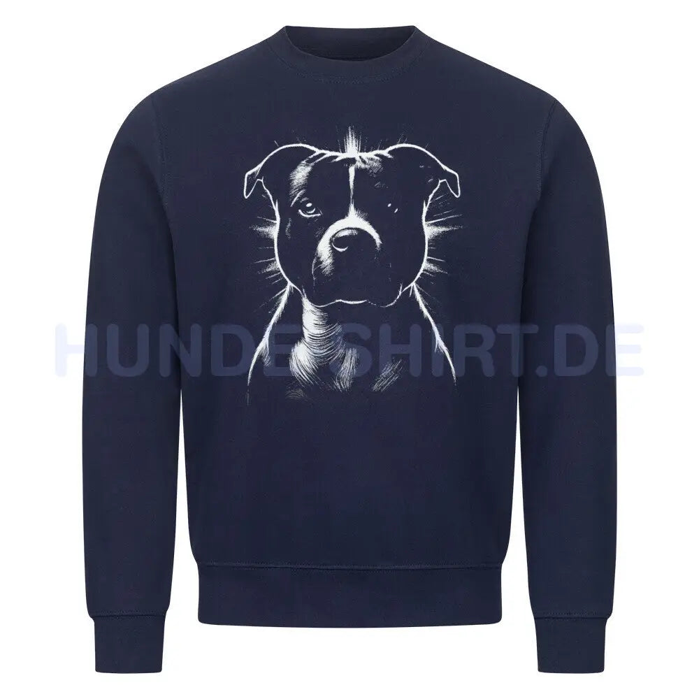 Premium Sweatshirt "Staffy SHINE white" Navy Blue – hunde-shirt.de